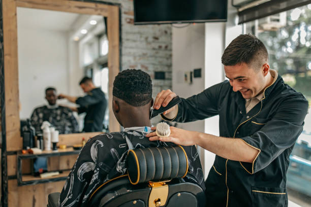 Barber with client